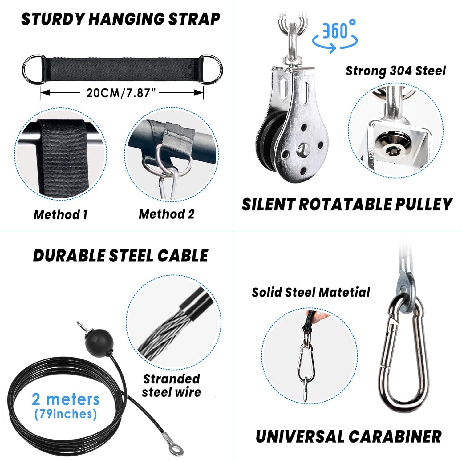 Dual Cable Pulley System Home Gym Lat Pulldown Tricep Bicep