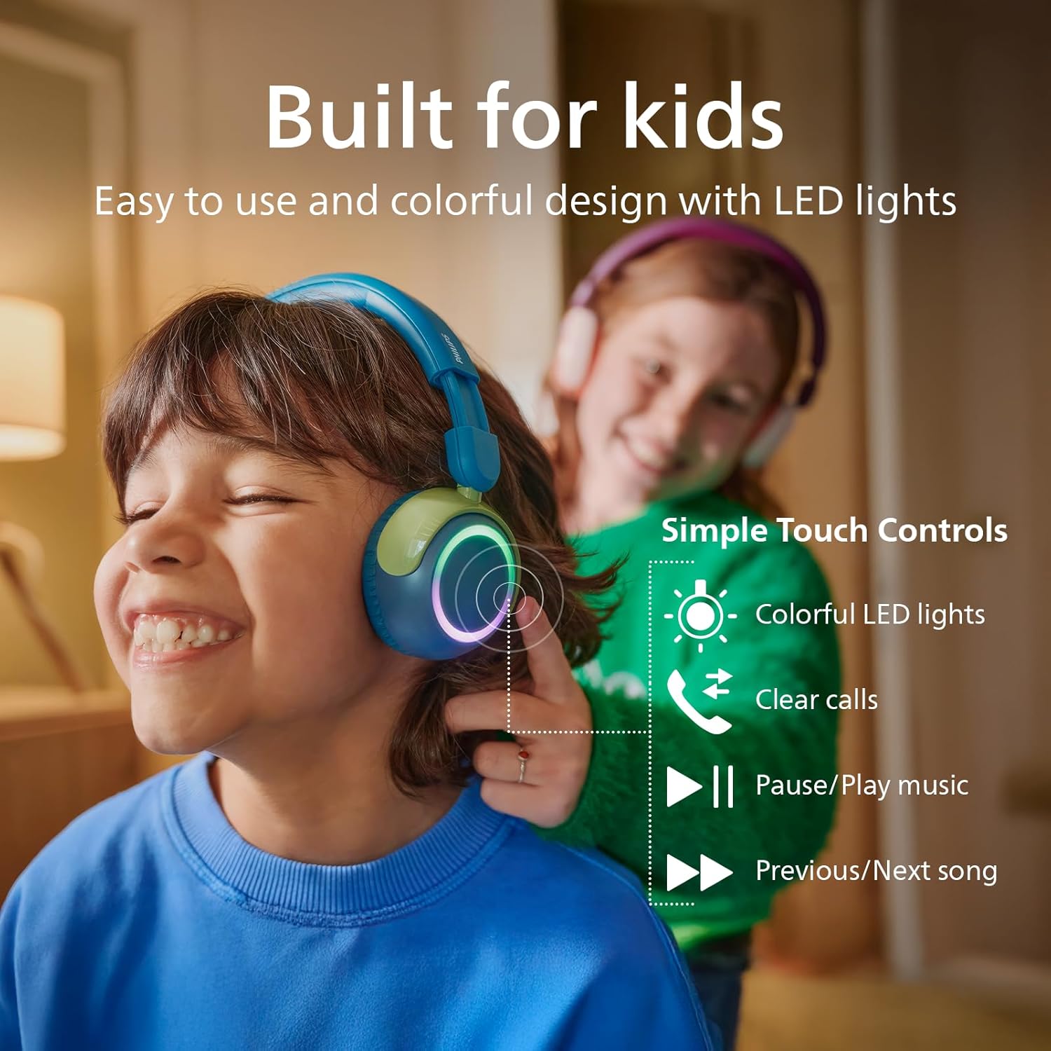 Kids Wireless On Ear Headphones Safe Volume 45 Hour Battery