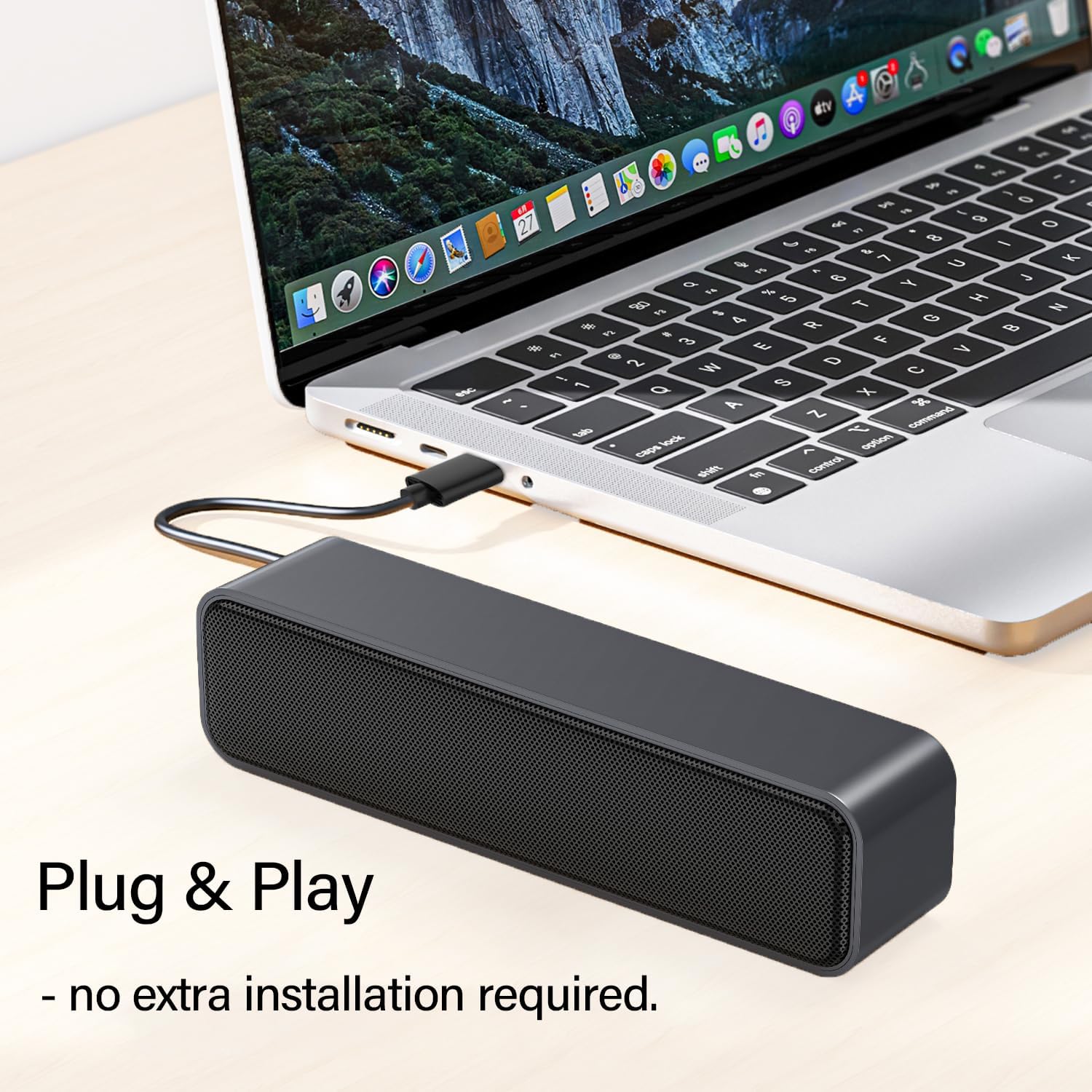 USB Computer Soundbar Speaker Plug & Play Mini Desktop PC Laptop