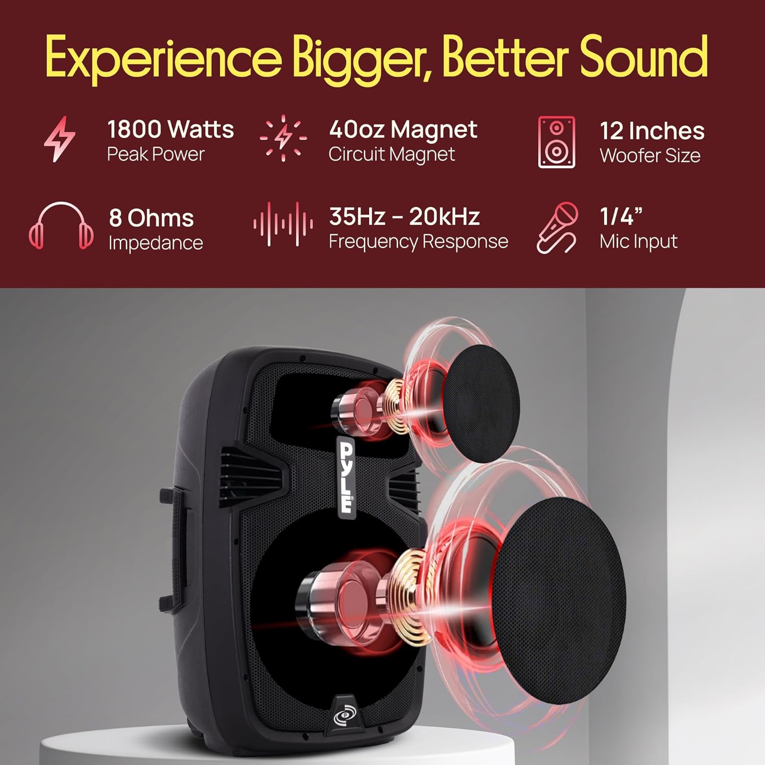 Portable PA Speaker System 1800W Bluetooth Karaoke Mic Stands