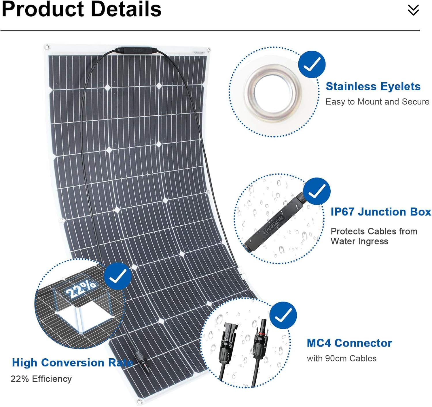 200W Flexible Solar Panel Kit 12V 24V Camping Boat RV