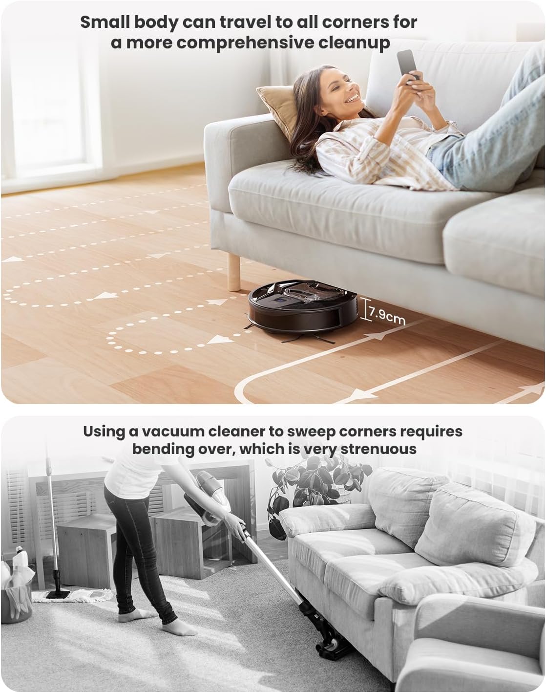 Robot Vacuum Mop 6000Pa Slim 210Min App Alexa Pet Hair