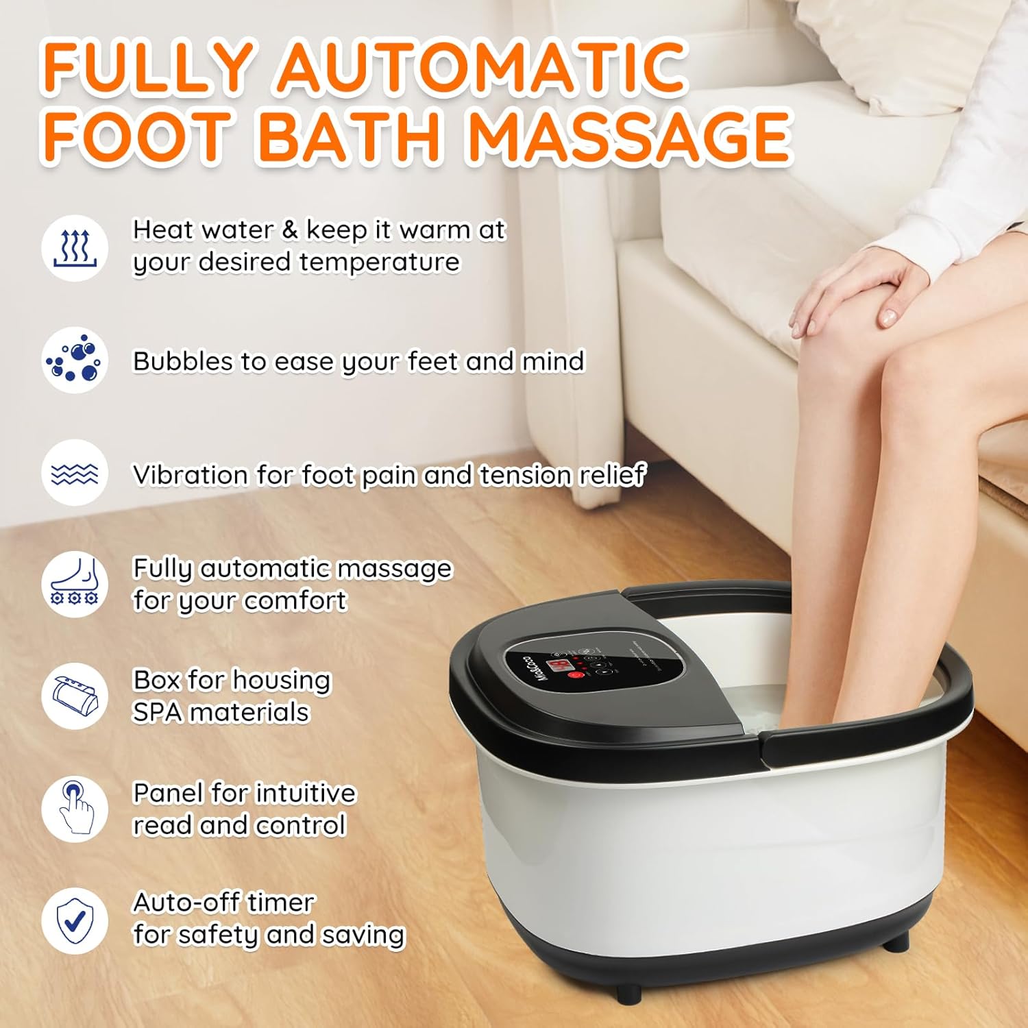 Foot Spa Massager Heat Bubble Shiatsu Rollers Pedicure Bath