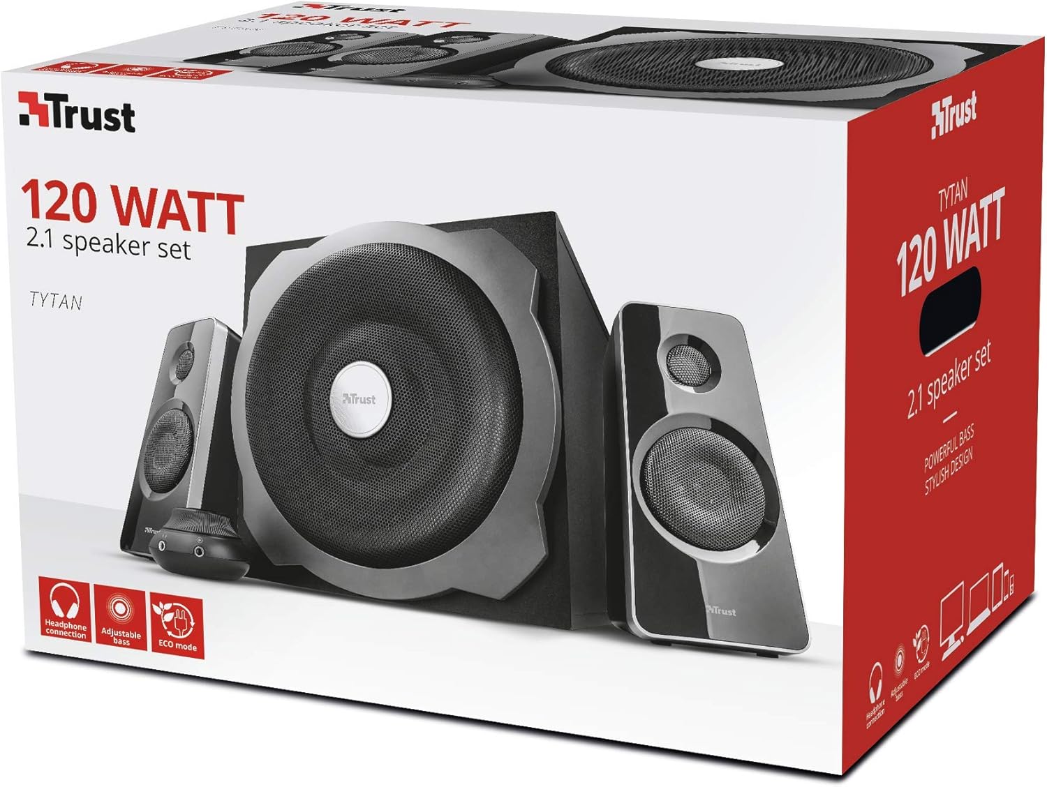 2.1 PC Speakers Subwoofer 120W Deep Bass AUX Control