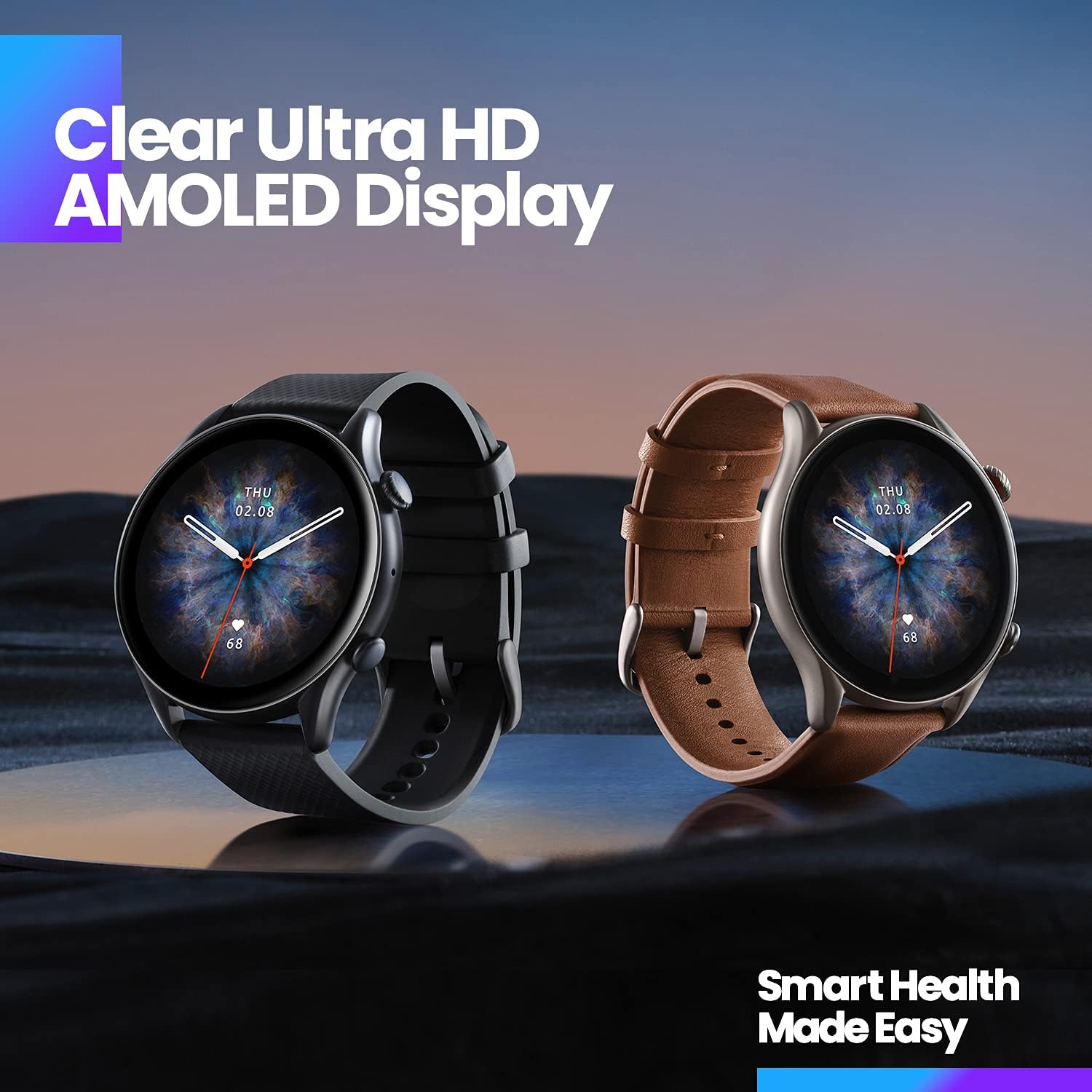AMOLED Smart Watch GPS Bluetooth Calls 150 Sport Modes Brown