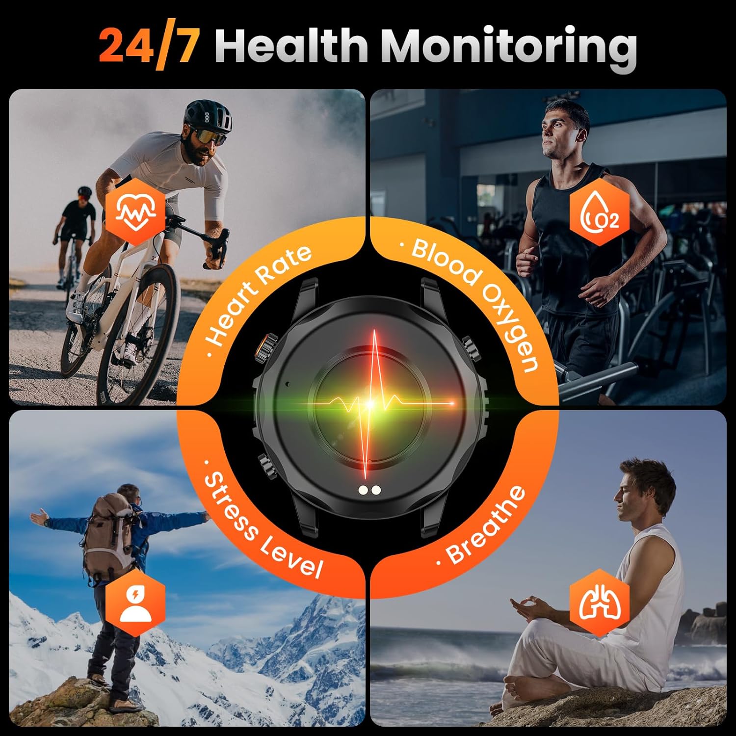 Military GPS Smart Watch LED Flashlight 100 Sports
