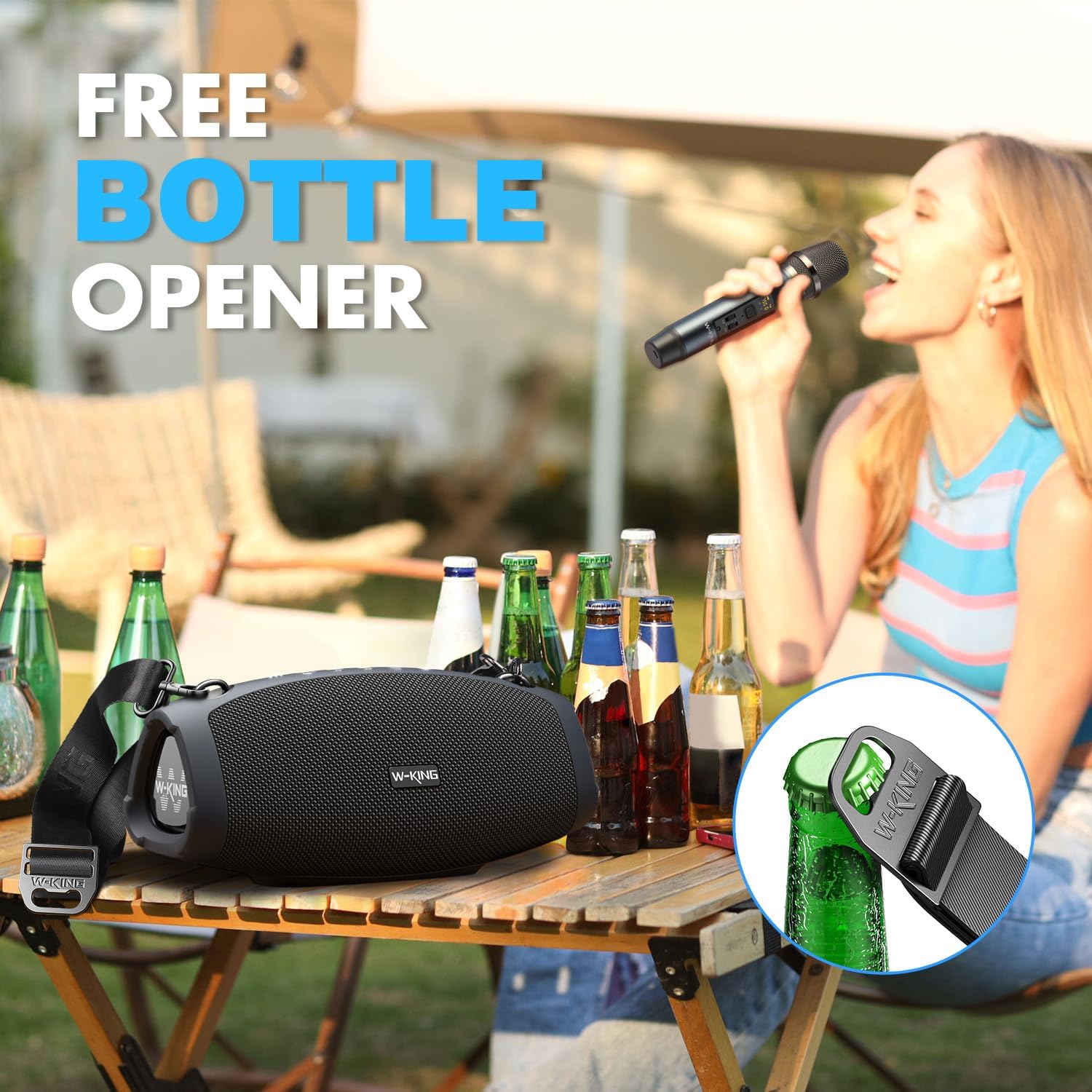 Bluetooth Party Speaker 120W Waterproof Bass Mic 42H Playtime
