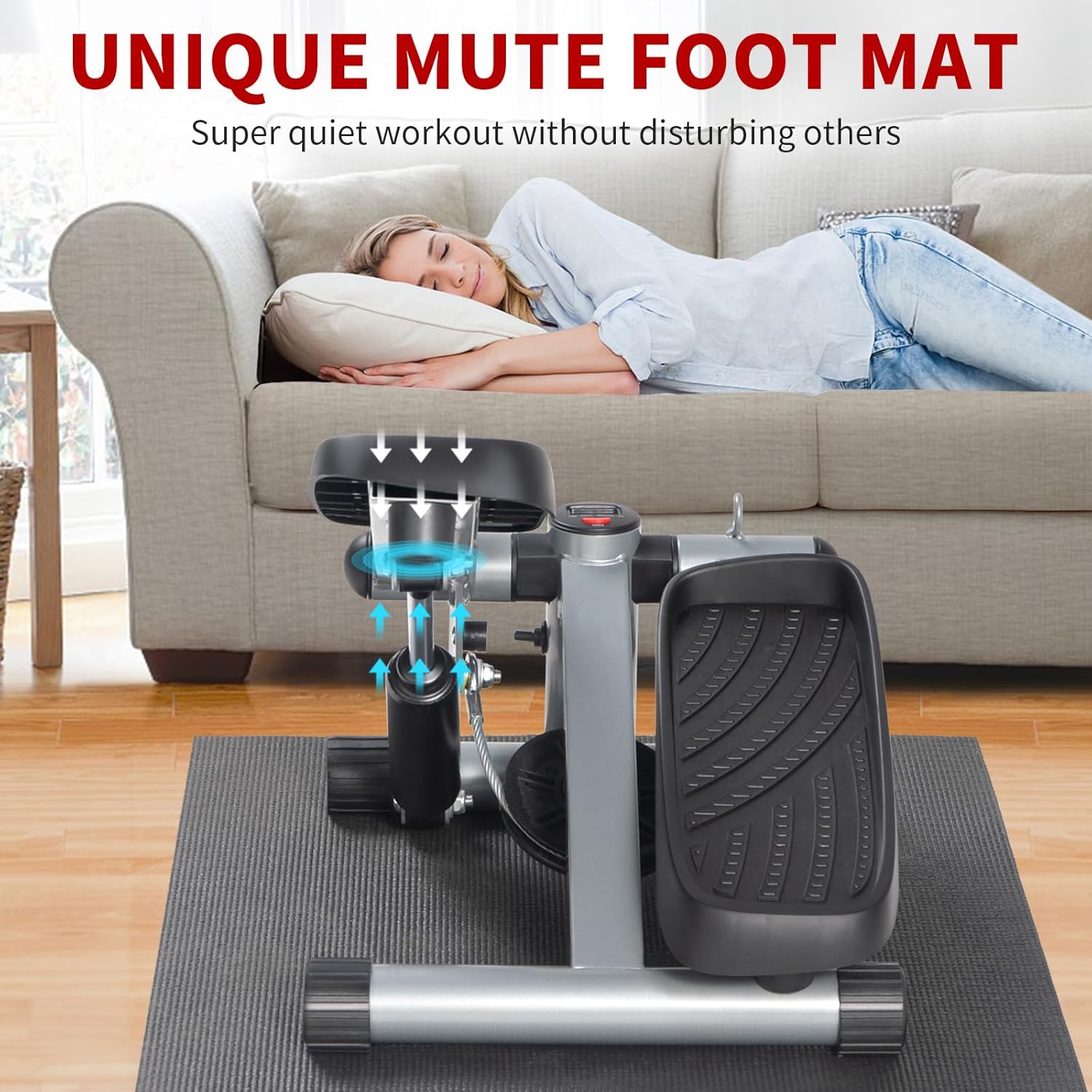 Mini Stepper Exercise Machine w/ Resistance Bands LCD Home Gym