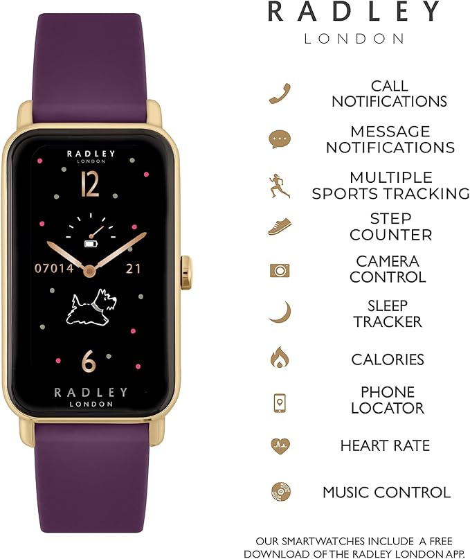 Womens Smart Watch Bracelet Set Plum Strap