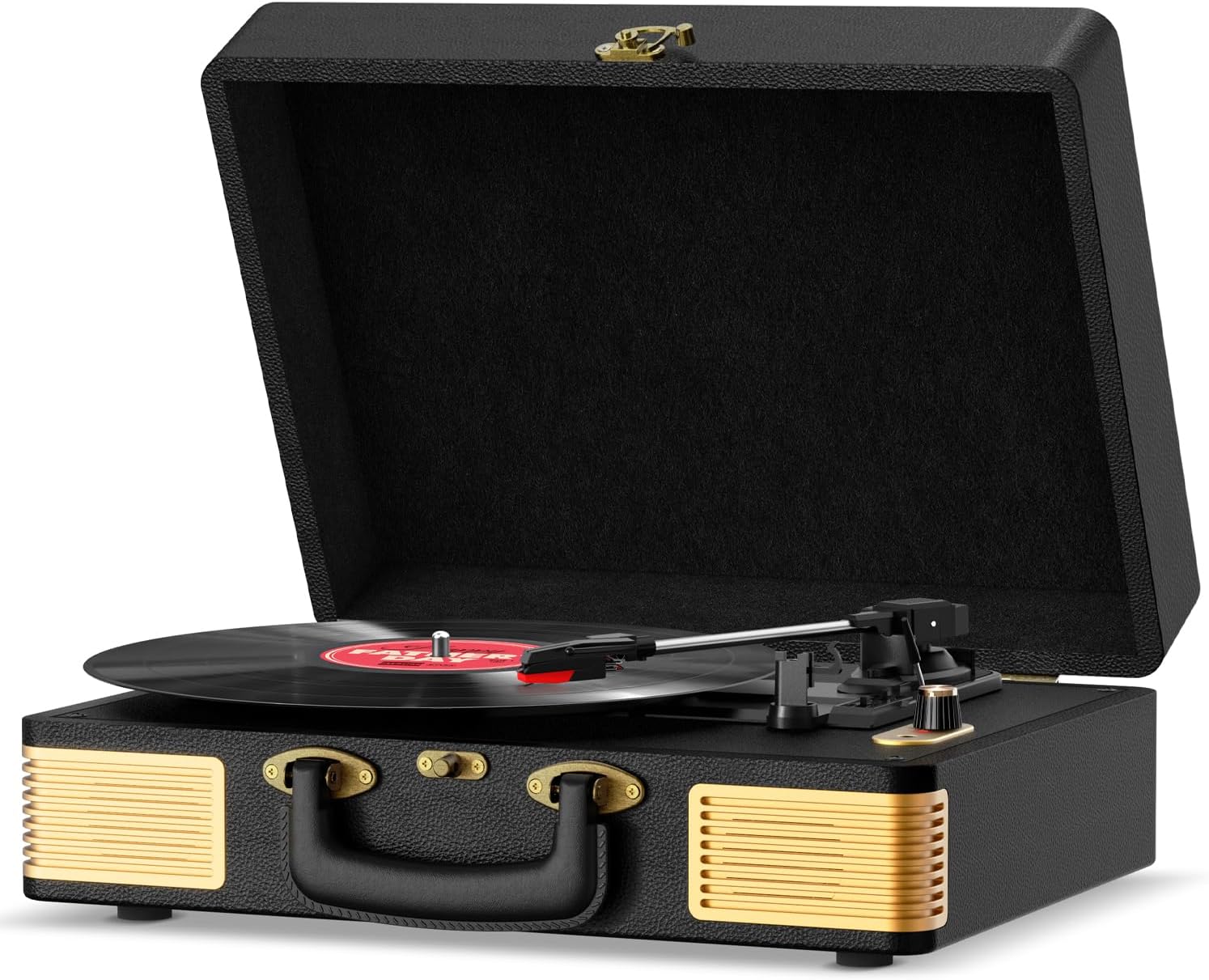 Portable Bluetooth Record Player 3 Speed Suitcase Turntable Speakers