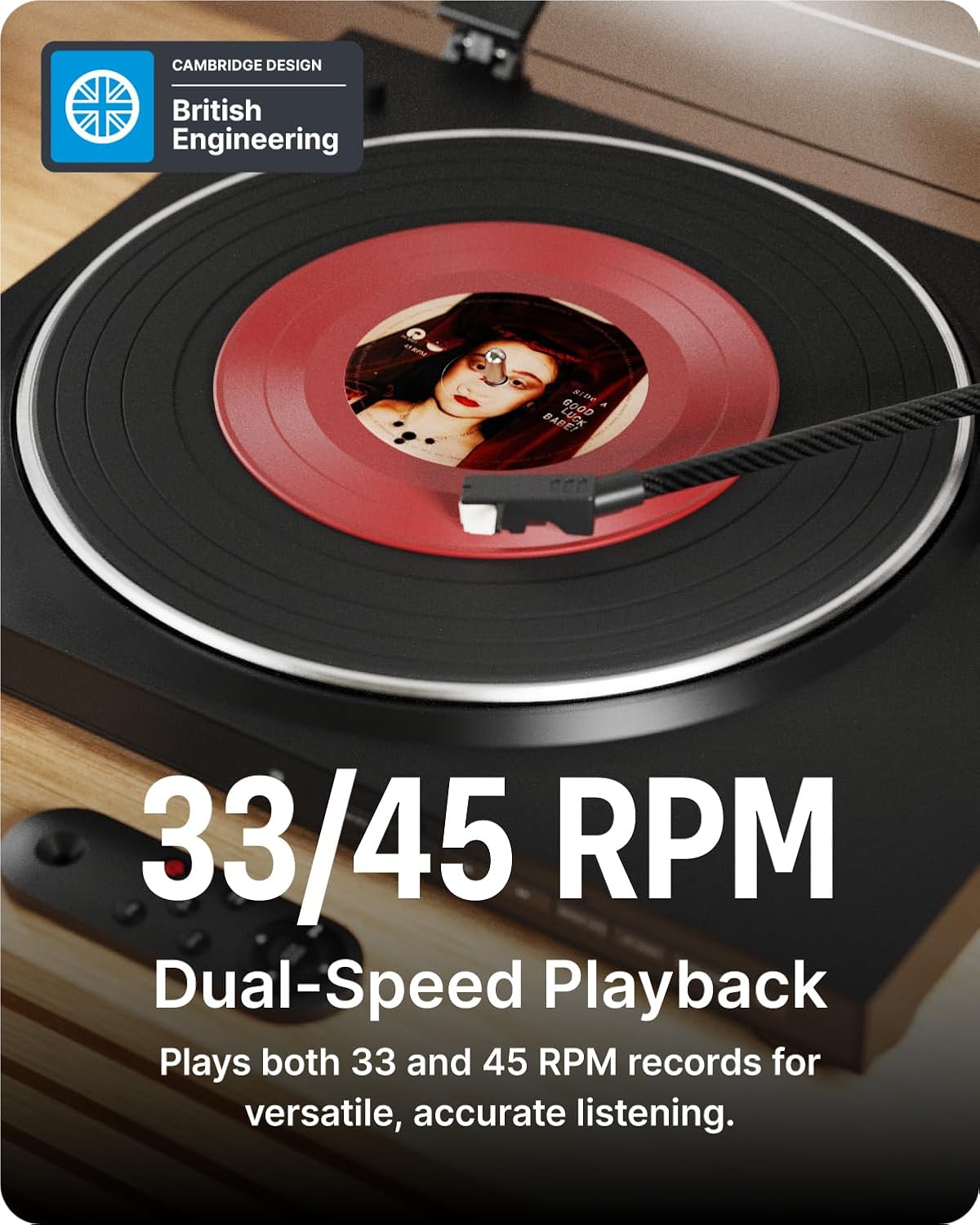 Fully Automatic Vinyl Record Player with Bluetooth 5.3, USB Recording & Remote