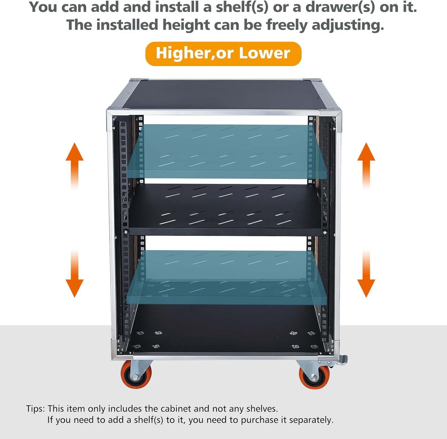 8U 19 Inch Rack Mount Storage Cabinet on Wheels Mobile Stand