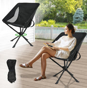 360 Swivel Folding Moon Camping Chair Portable Black