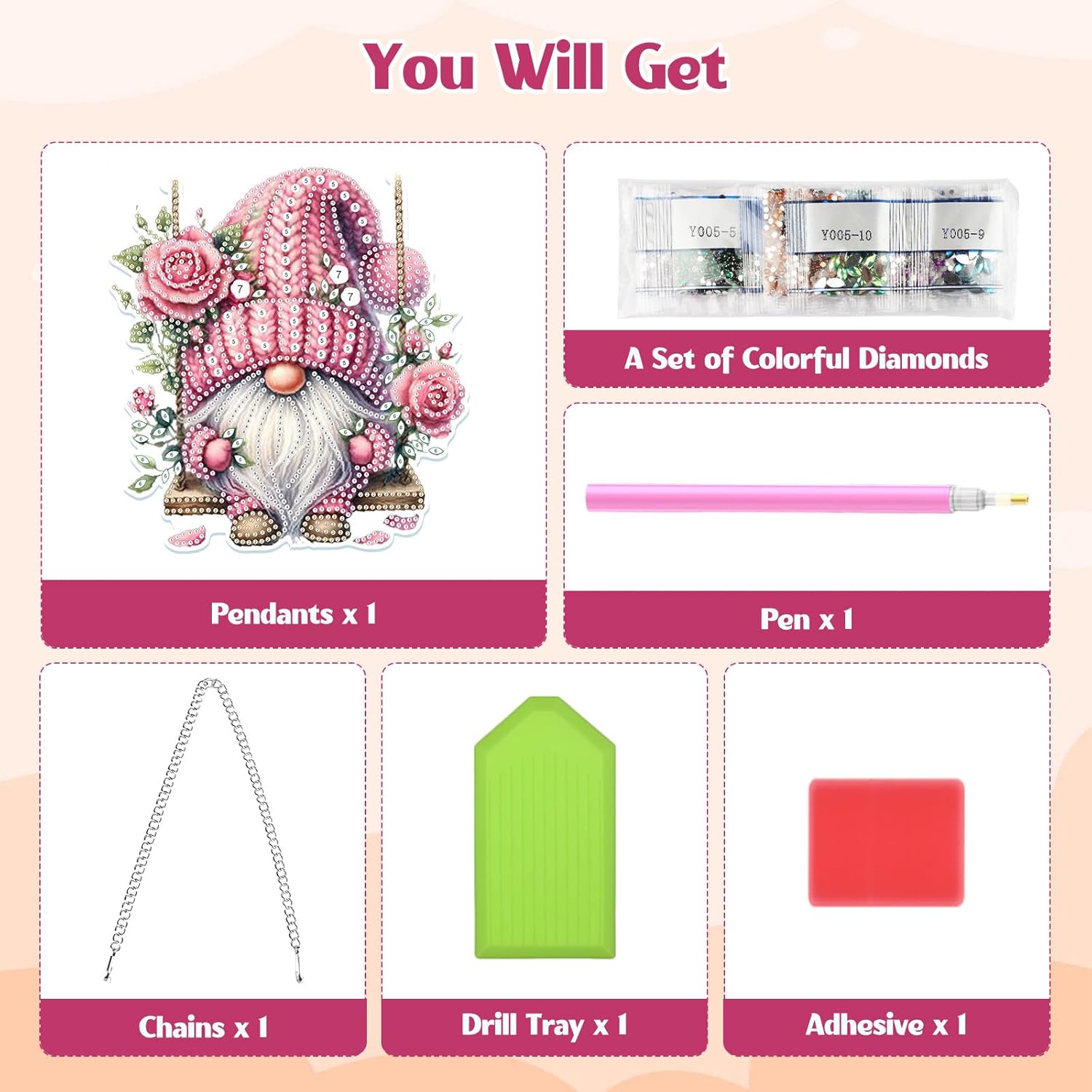 Diamond Painting Gnome Hanging Kit DIY Crystal Window Decor