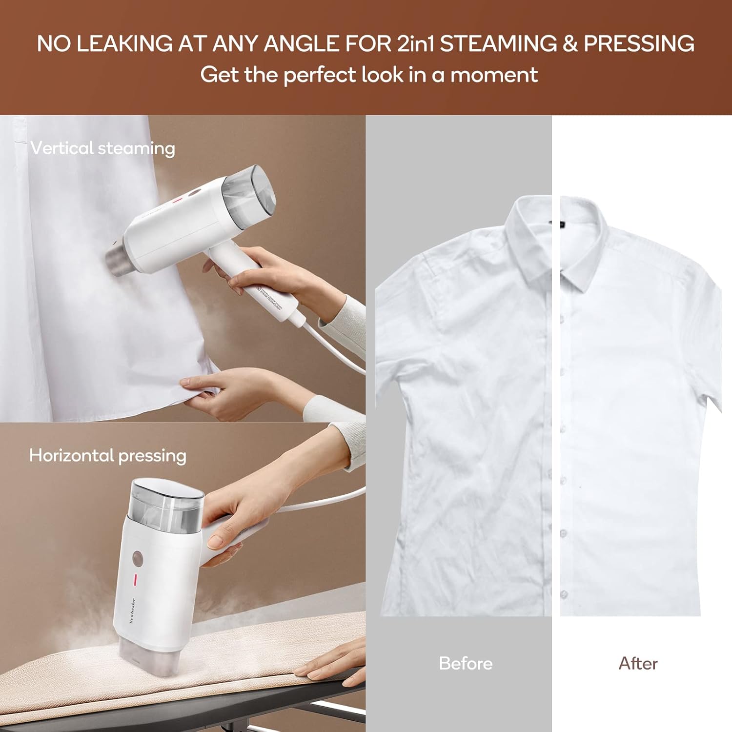 Portable Handheld Clothes Steamer 1200W 20s Heat 180ml Tank