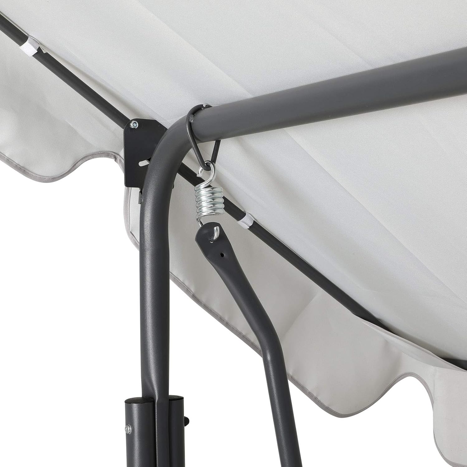 2 Seater Canopy Swing Chair Light Grey Garden Bench