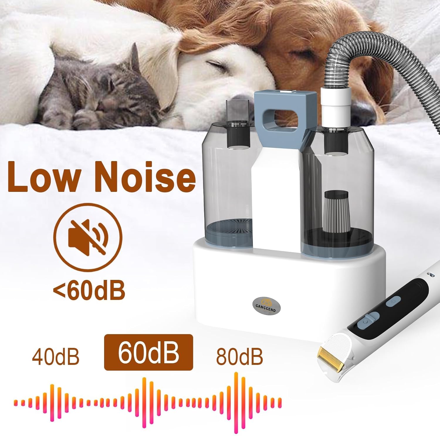 Pet Grooming Vacuum Dryer Kit 2.5L Low Noise 7 Tool