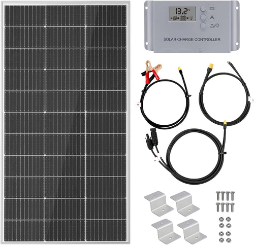 100W Solar Panel Kit 12V with Controller Mount Kit RV Boat Off Grid