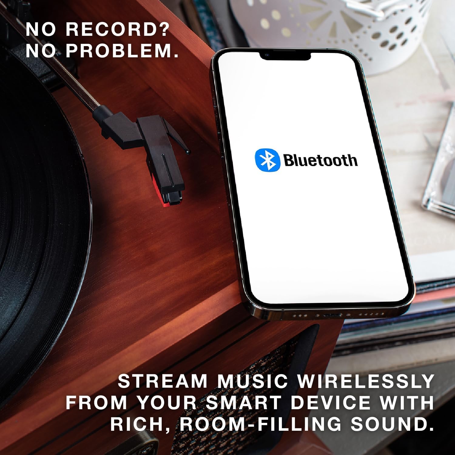 6 in 1 Wood Record Player Bluetooth CD Cassette Graphite