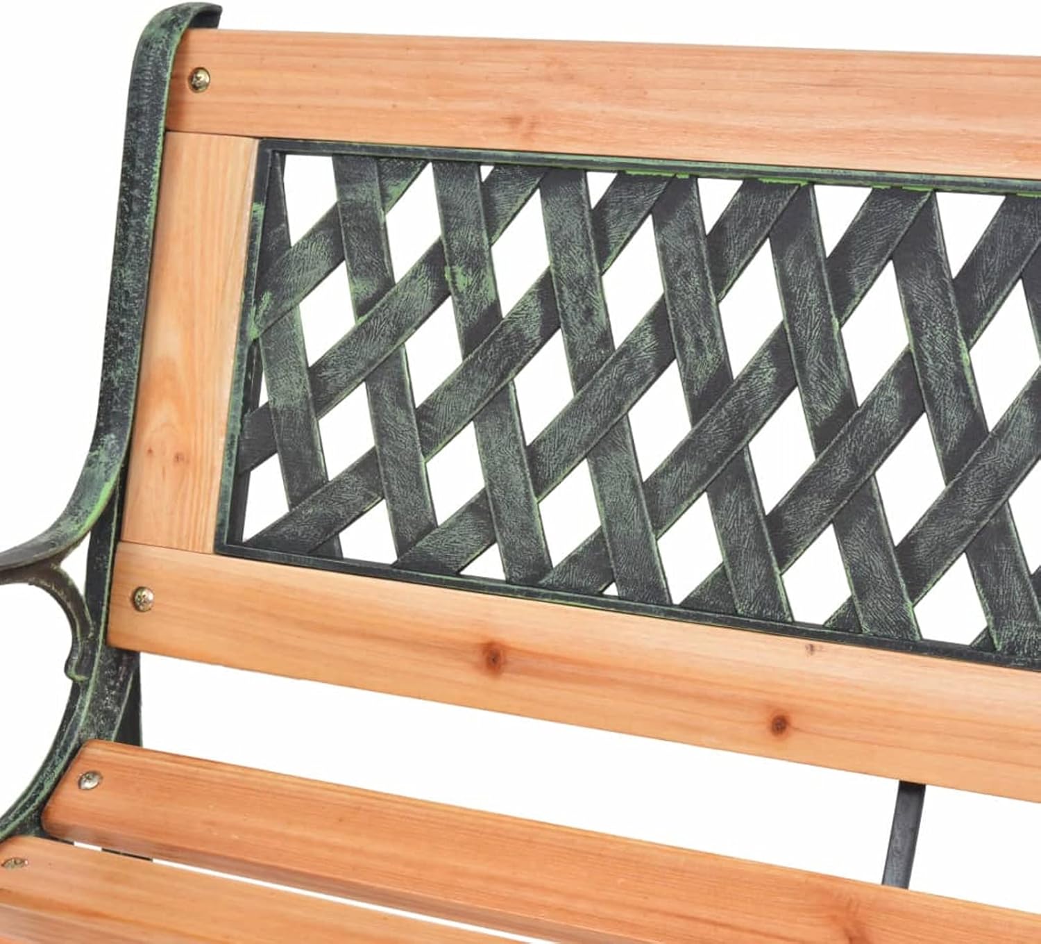 Wooden Garden Bench 122cm Outdoor Patio Seat Wrought Iron Frame