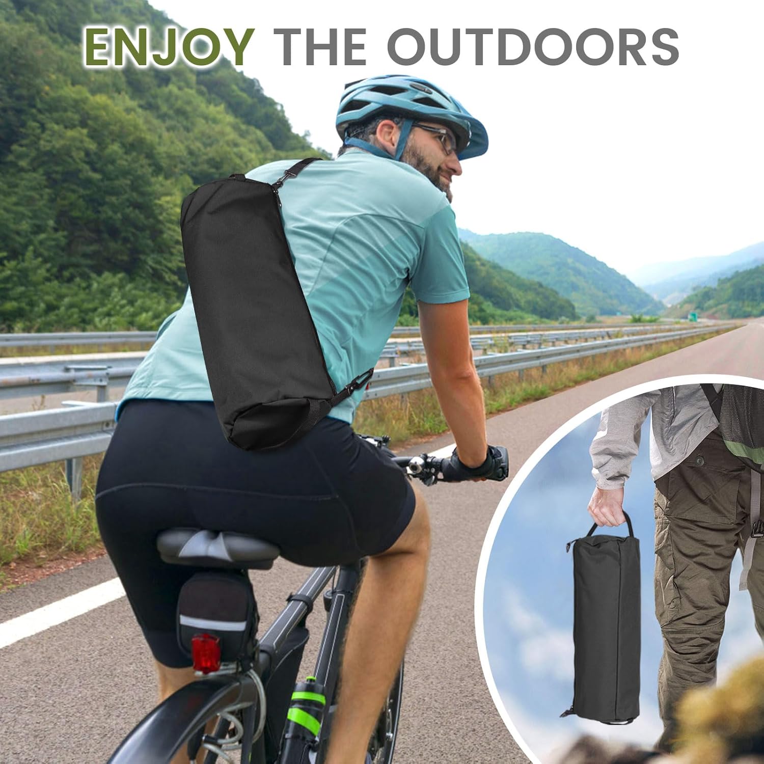 Foldable Camping Chair High Back Adjustable Black