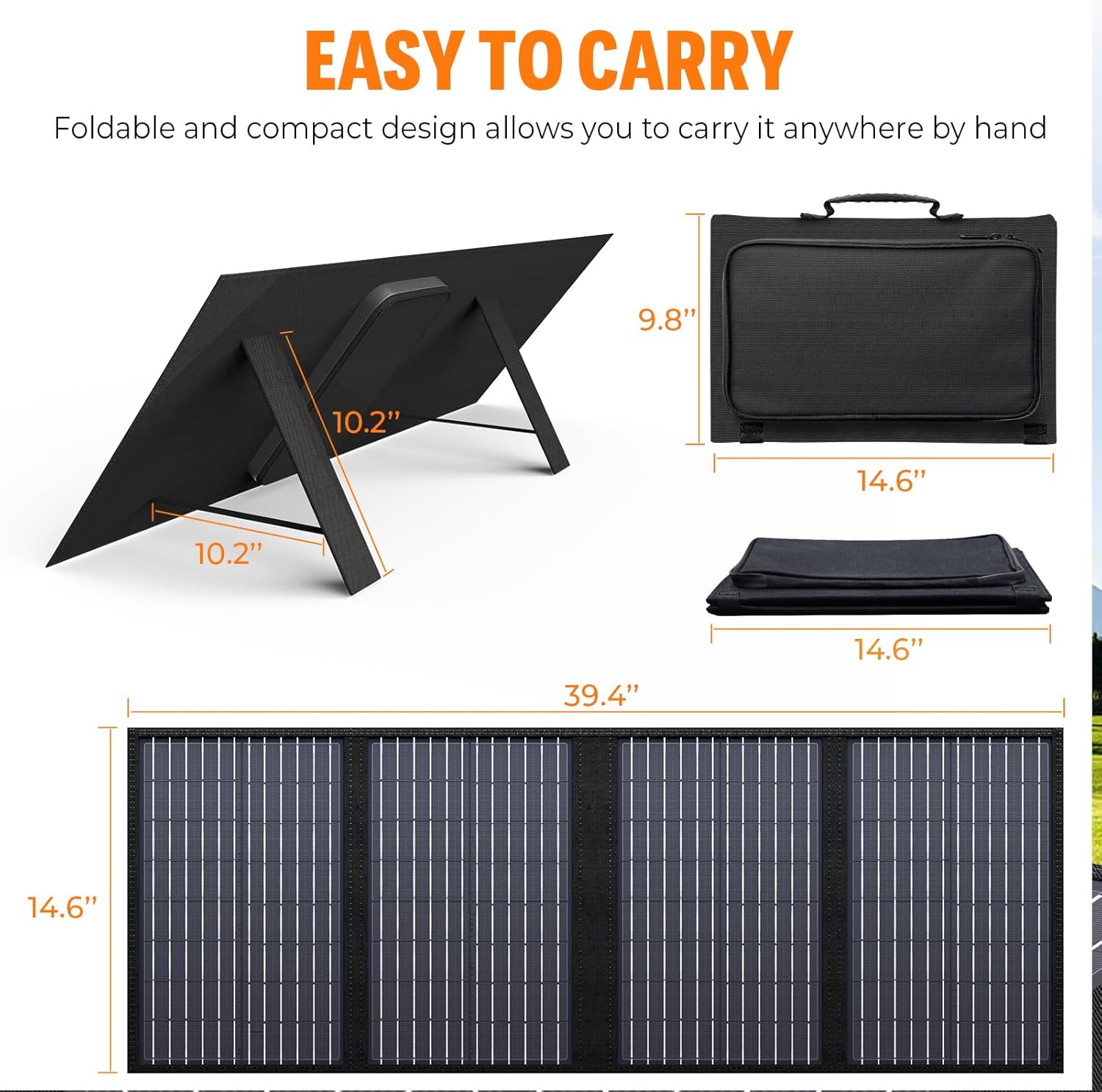 60W Portable Foldable Solar Panel USB C QC3.0 Camping Charger