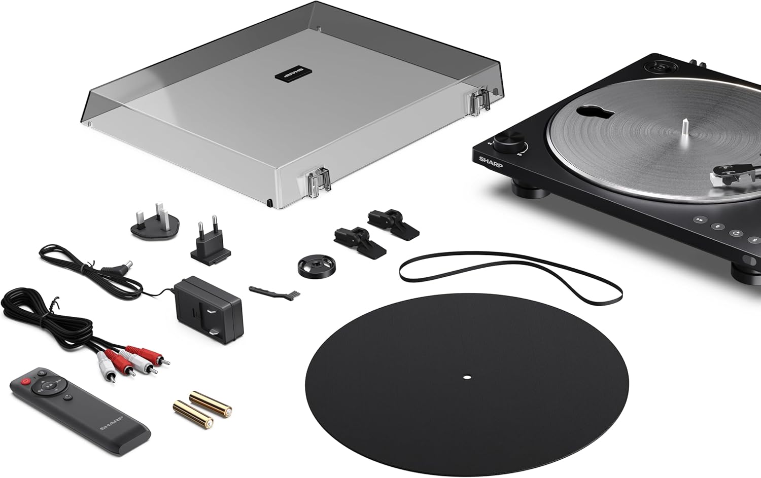 Automatic Turntable Record Player Bluetooth USB-C Preamp Black