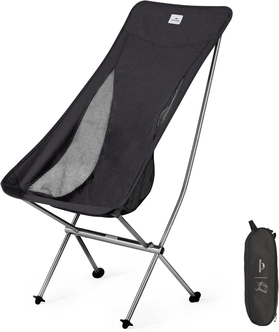 High Back Ultralight Camping Chair 150KG Black