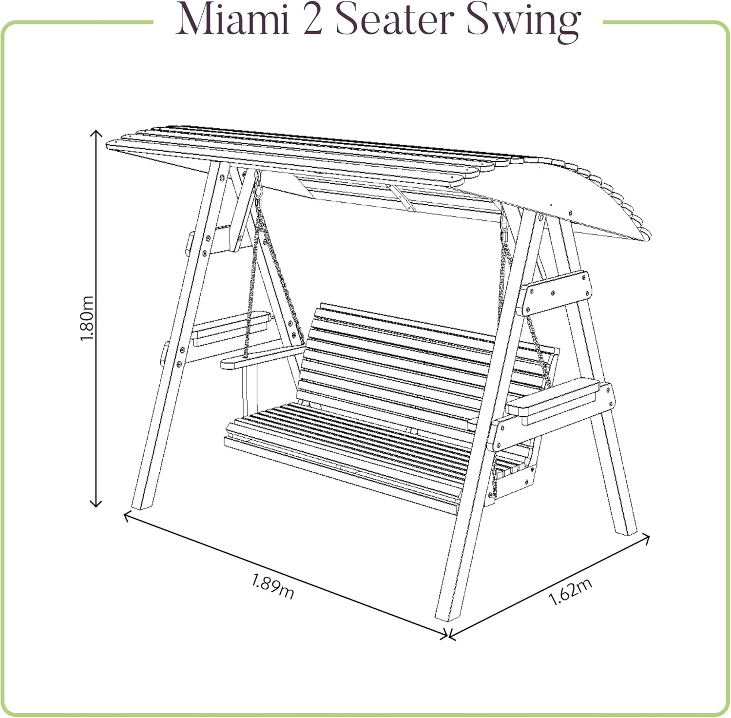 Wooden 2 Seater Garden Swing Seat with Canopy Shelves