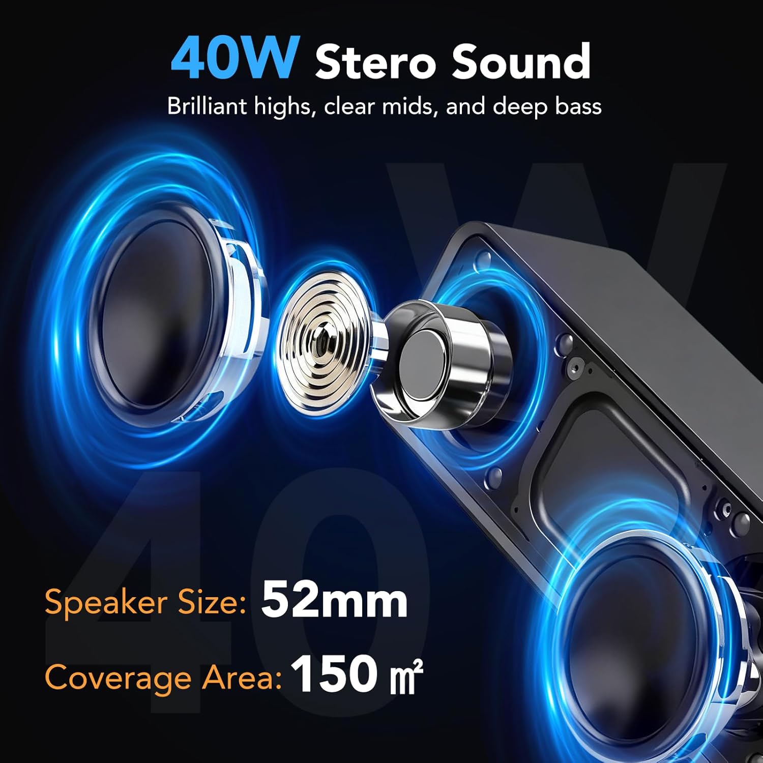 40W Portable Bluetooth Speaker IPX7 Waterproof 30H RGB