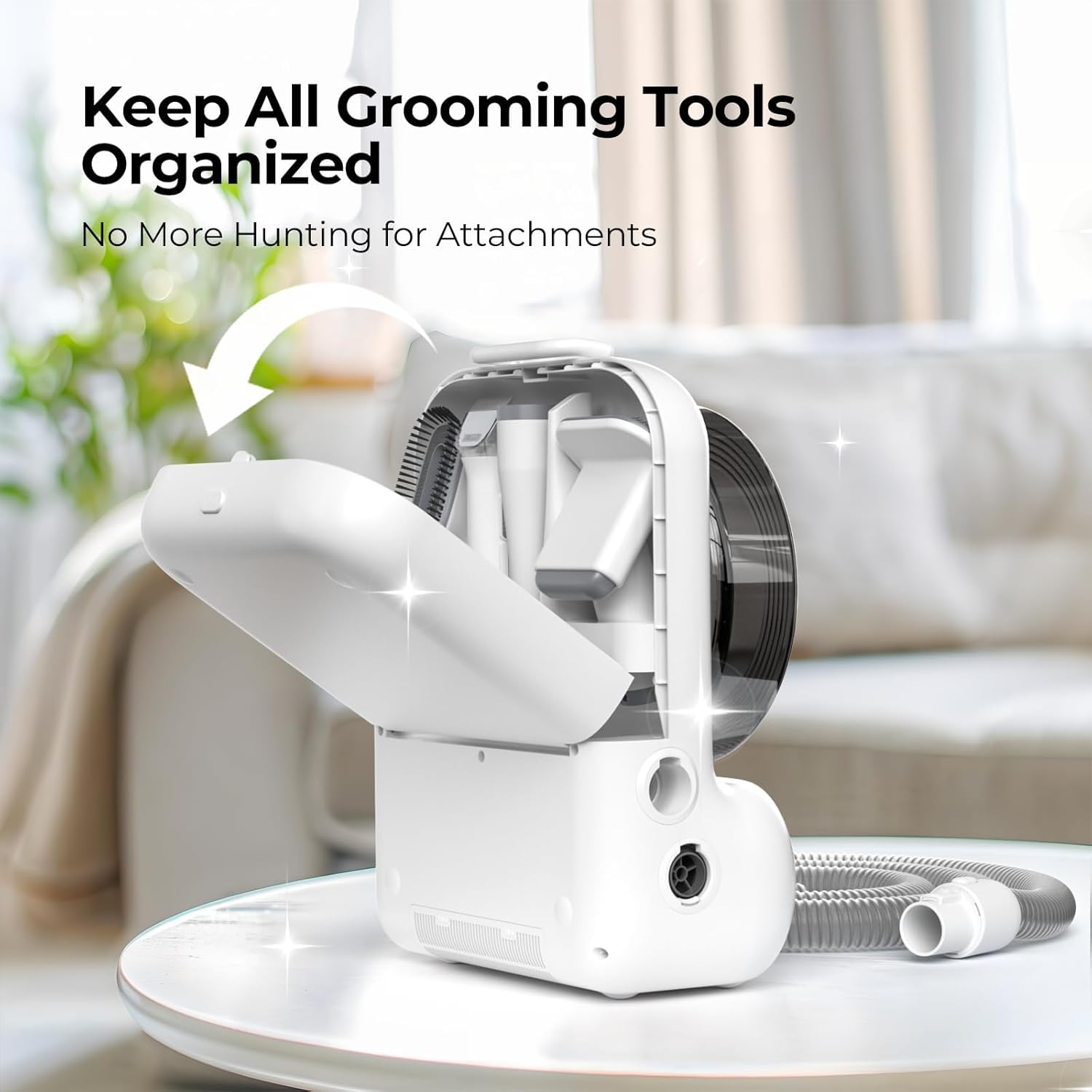 Dog Grooming Vacuum Dryer 15000Pa 3L Pet Hair Clipper Kit White