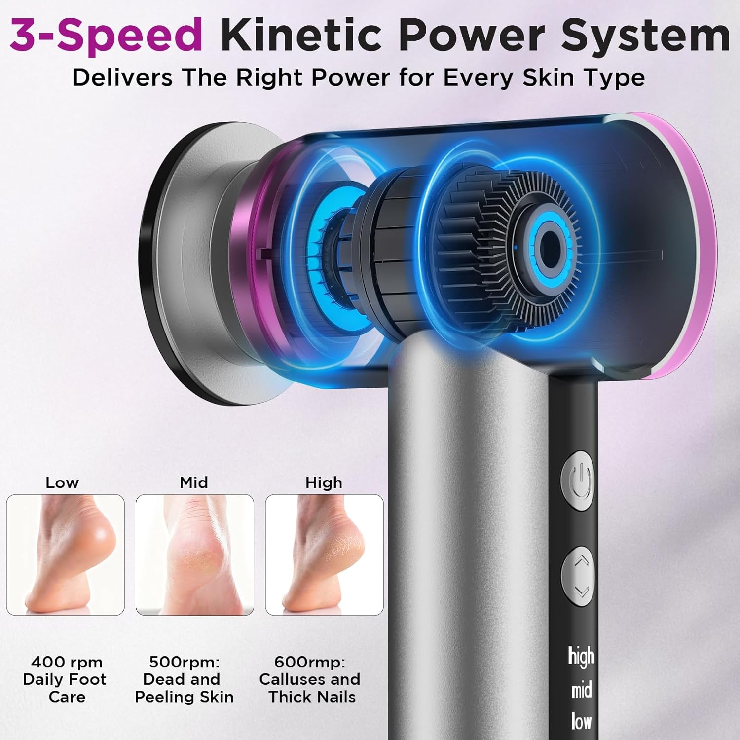 Electric Foot File Callus Remover Rechargeable Nano Glass