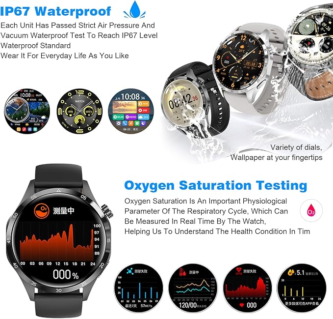 Smart Watch Bluetooth Calls IP68 Fitness Tracker