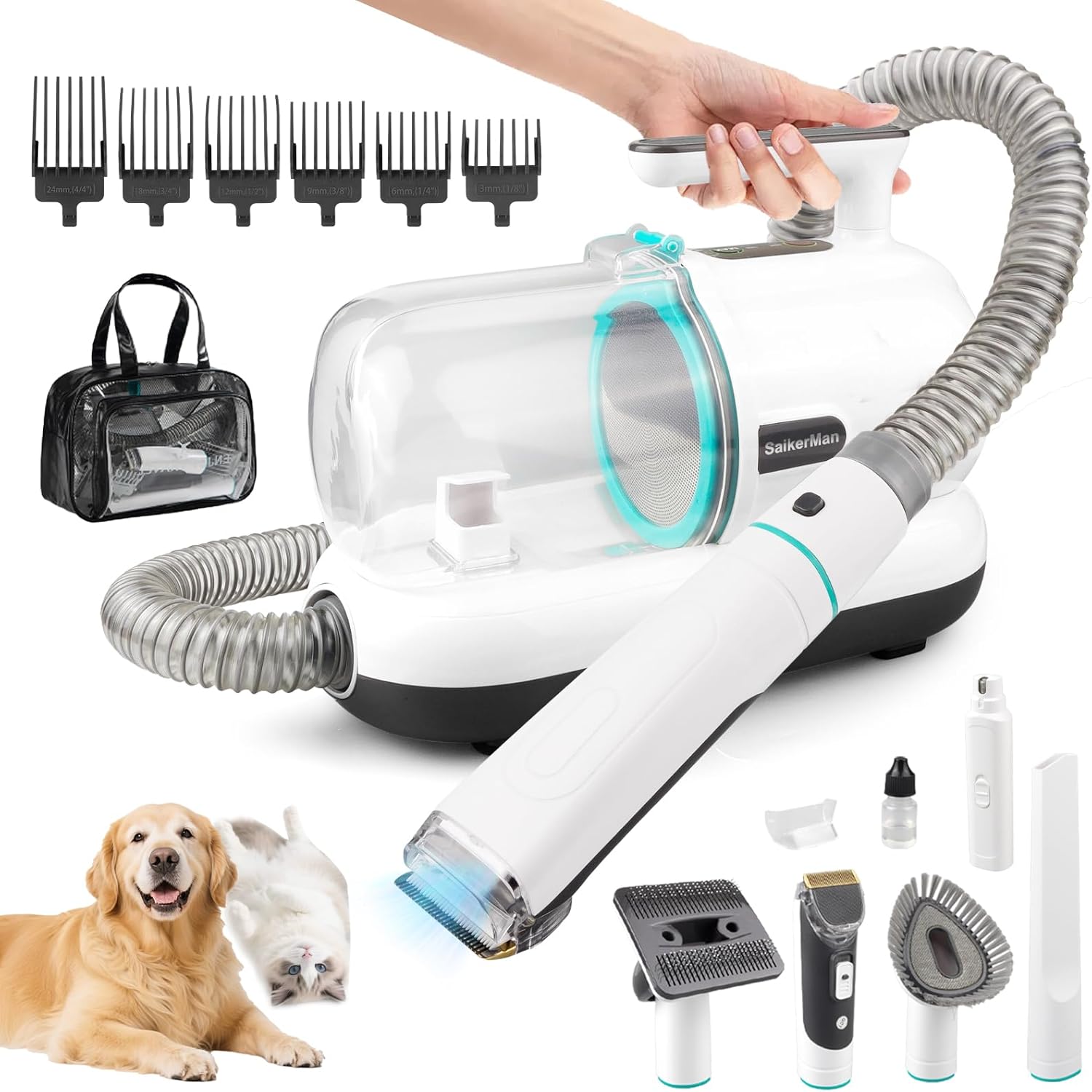 Dog Grooming Vacuum Kit 11000Pa 6 Tool Low Noise Clipper