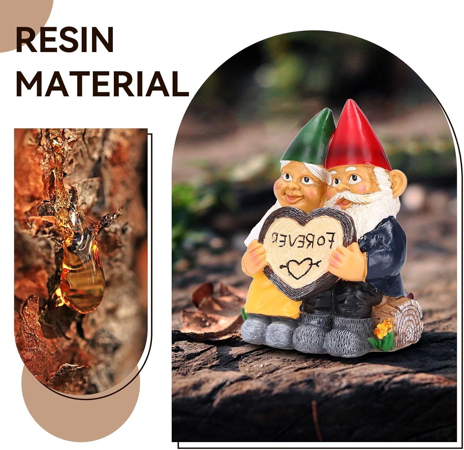Funny Garden Gnome Couple Statue Resin Romantic Love Decor Gift