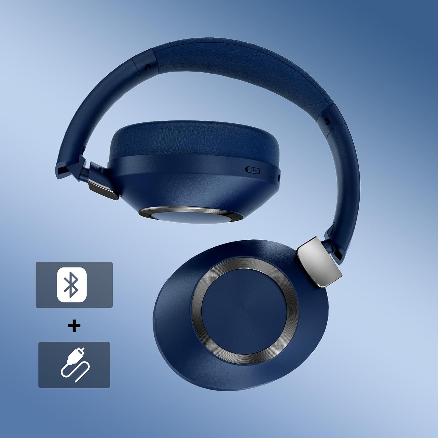 Wireless Noise Cancelling Over Ear Headphones 100Hr Battery Blue