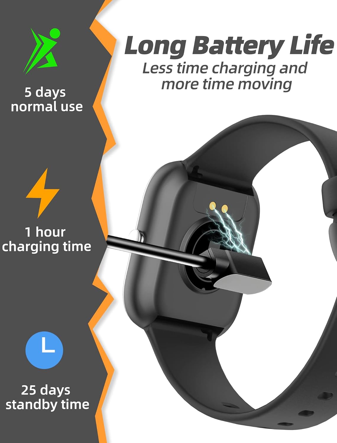 Kids Smart Watch Fitness Tracker Waterproof Black
