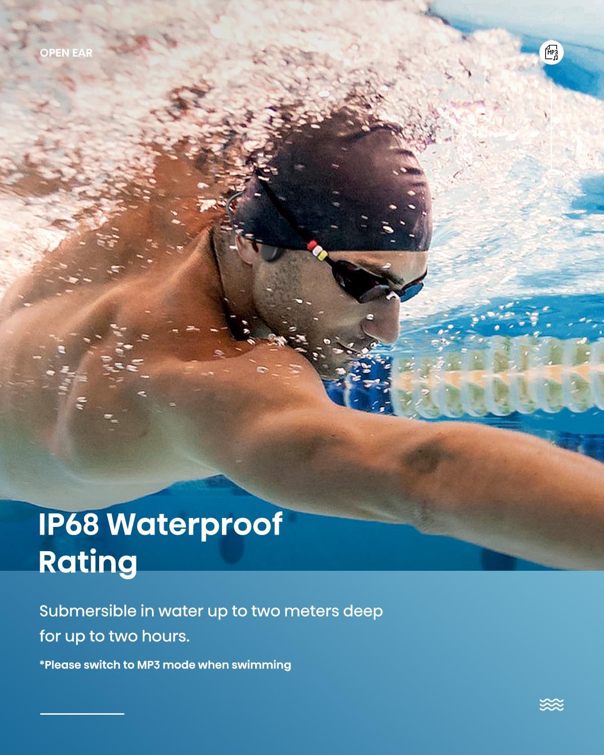 Bone Conduction Swimming Headphones IP68 Waterproof 32GB MP3 Player