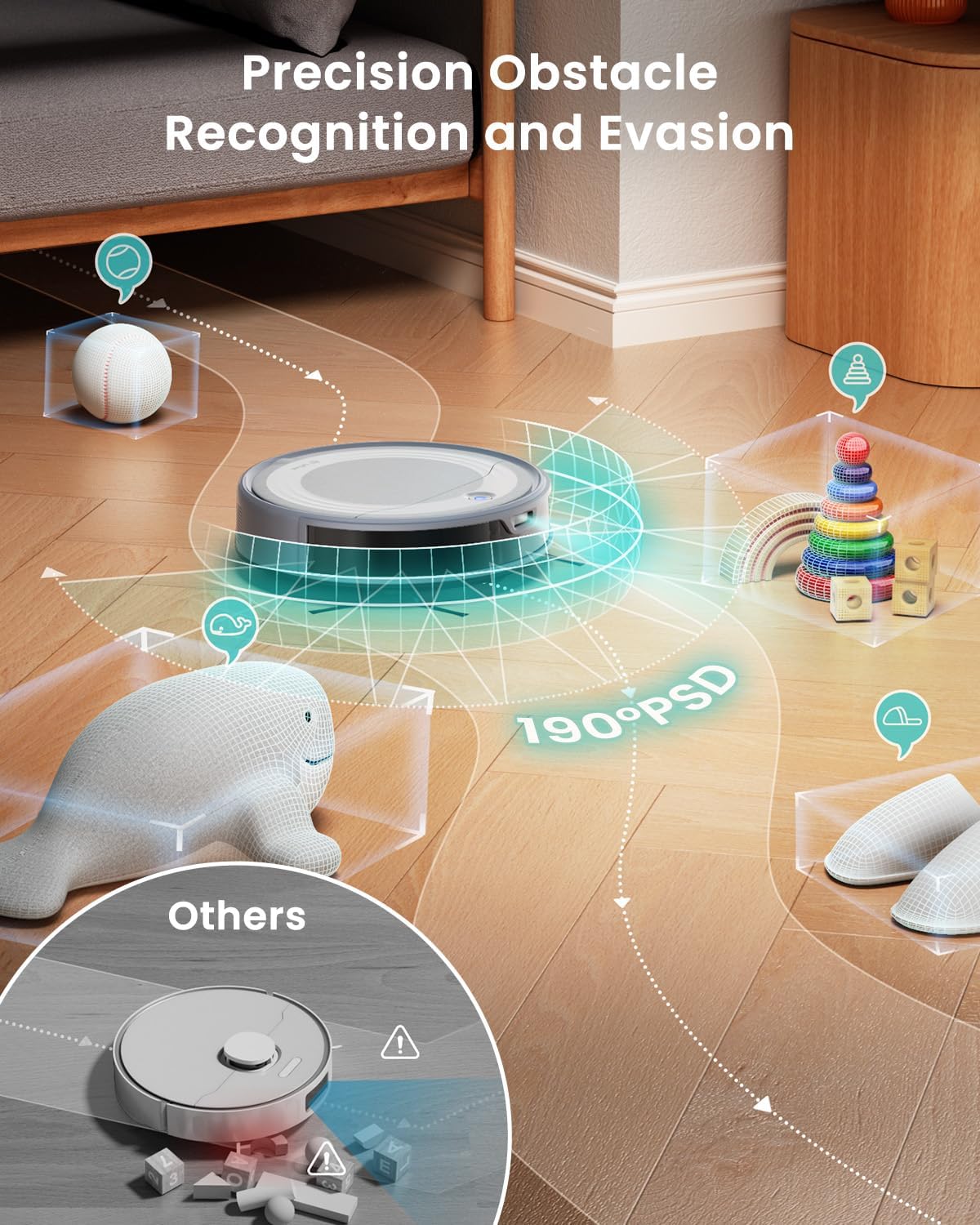 Robot Vacuum Mop 6000Pa LiDAR 170Min WiFi App Pet Hair