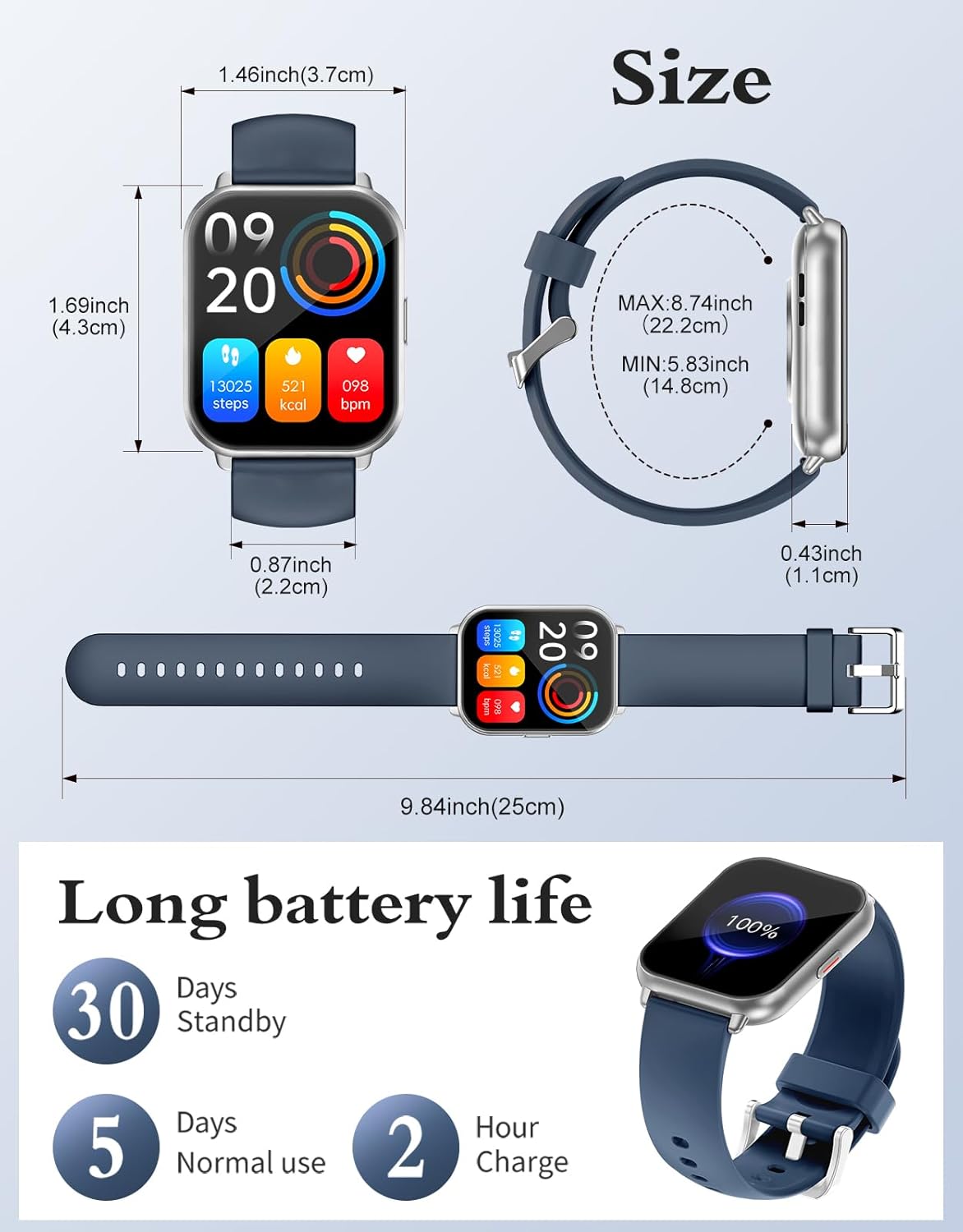 HD Fitness Smart Watch Bluetooth Call Tracker