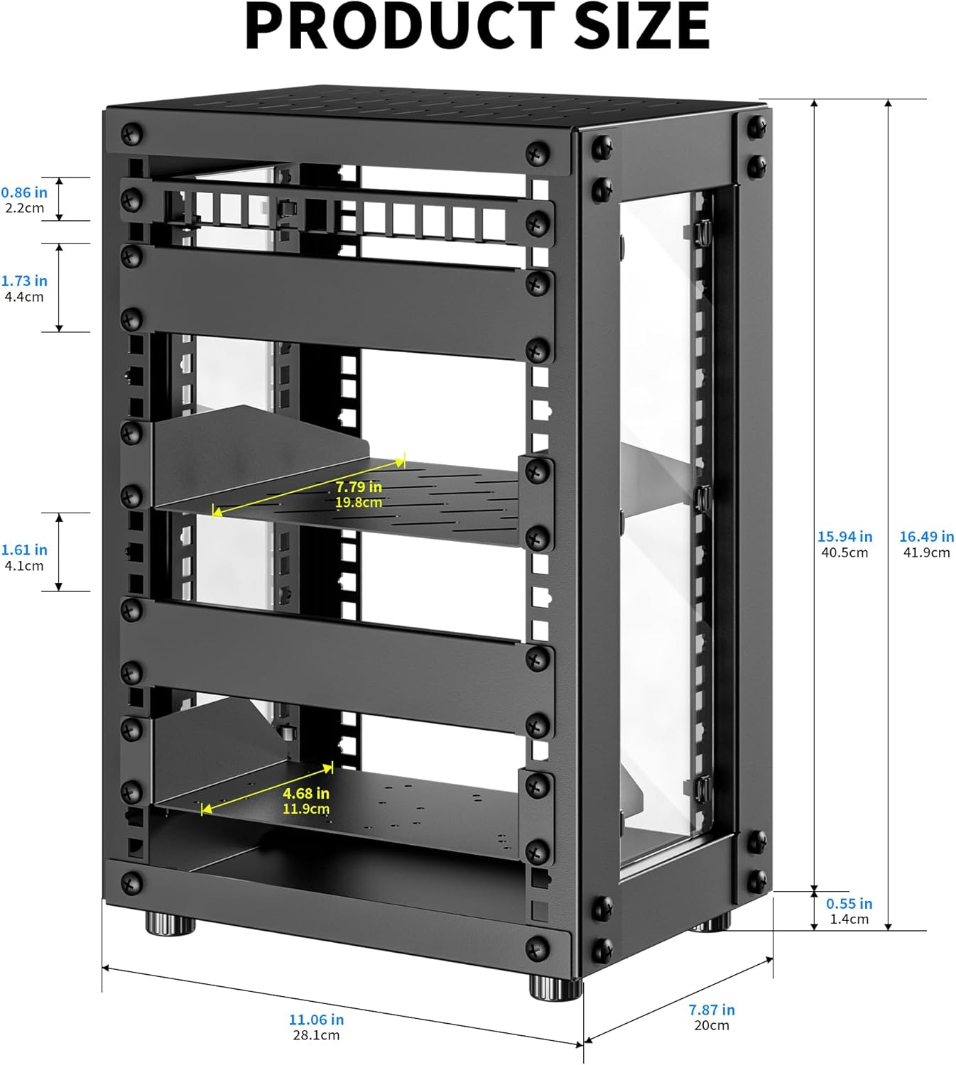 8U 10 Inch Mini Server Rack Cabinet Black with Panels Kit
