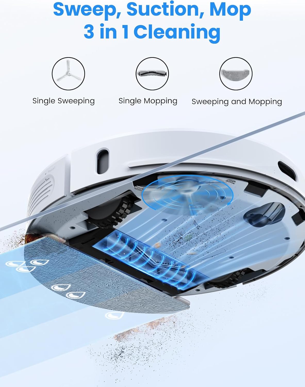Robot Vacuum Mop Self Empty 4000Pa LiDAR Smart Mapping 250min WiFi