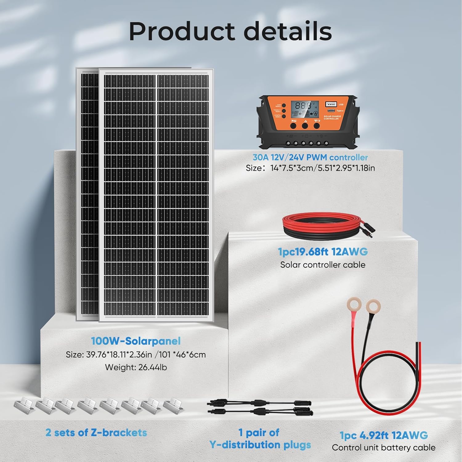 200W N Type Monocrystalline Solar Panel Kit IP68 MC4