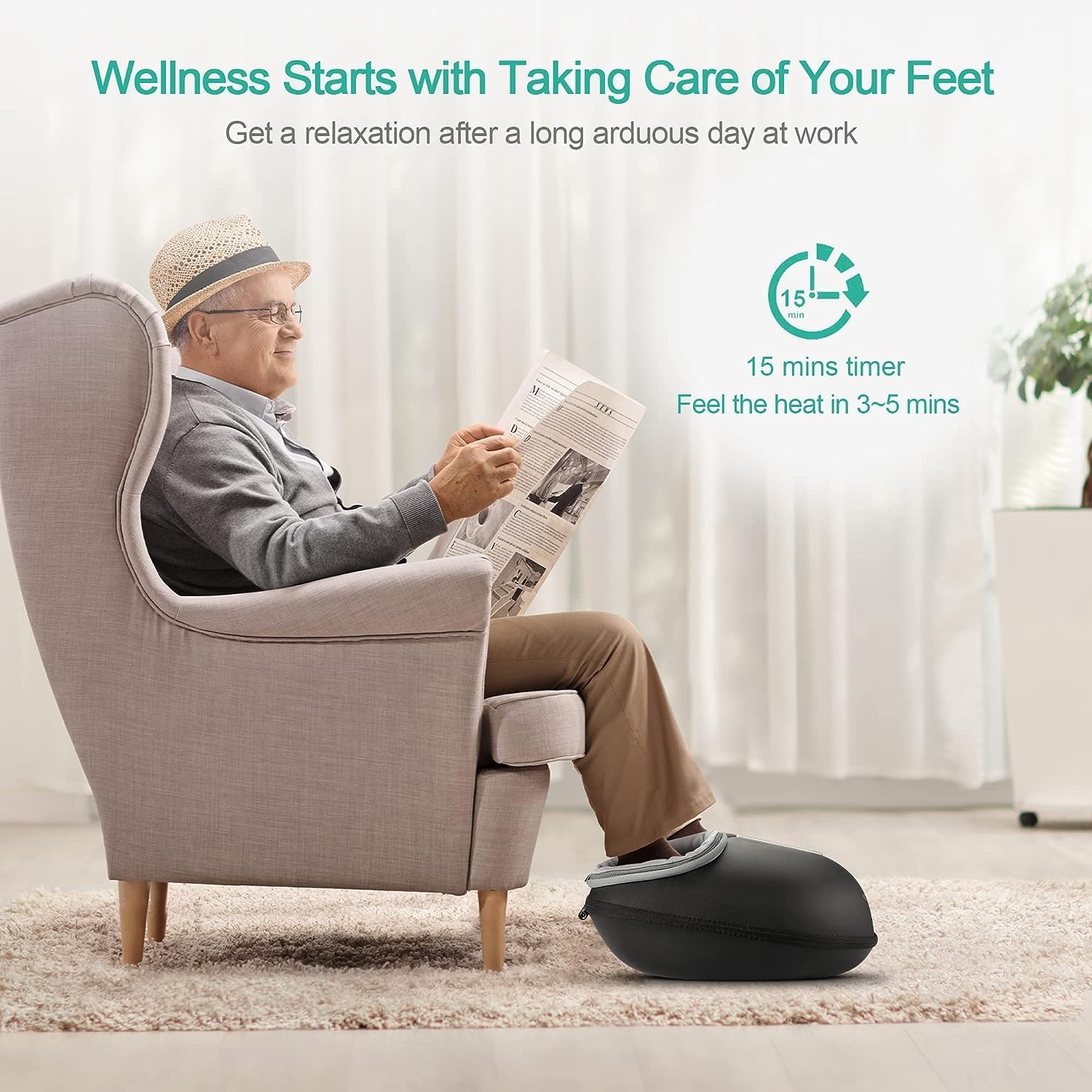 Shiatsu Foot Massager Heat Air Compression Deep Kneading Machine