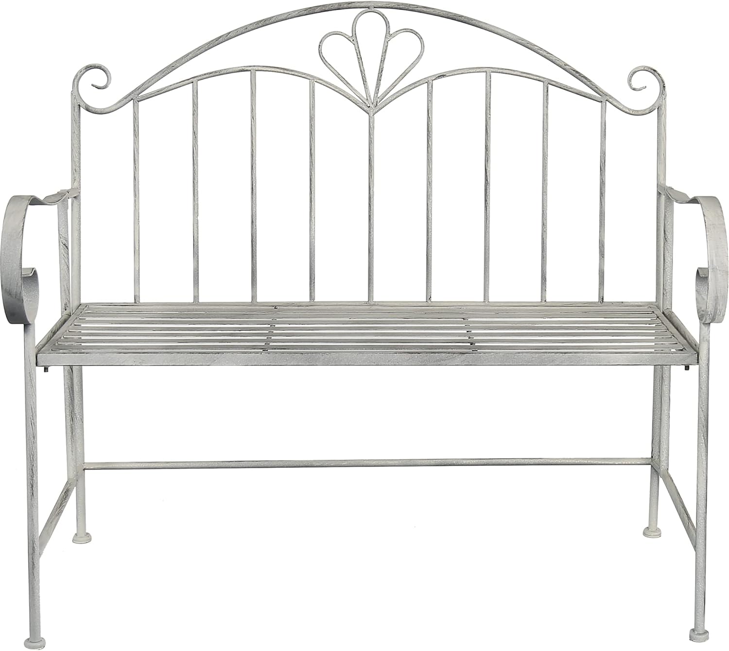 Foldable Metal Garden Bench Vintage Patio Seat Grey Iron