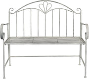 Foldable Metal Garden Bench Vintage Patio Seat Grey Iron