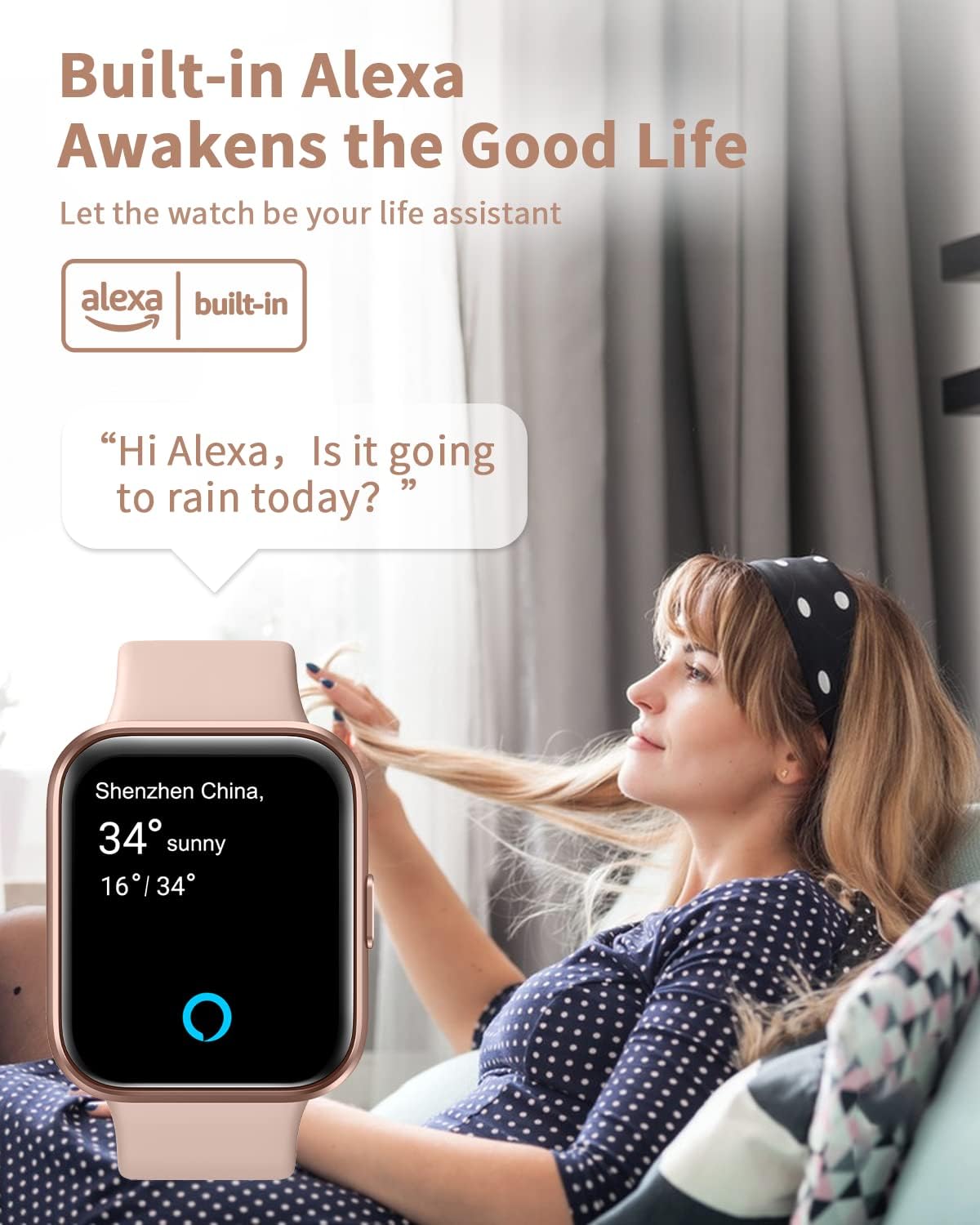 Women Smart Watch Bluetooth Calling Alexa 120 Sports Waterproof