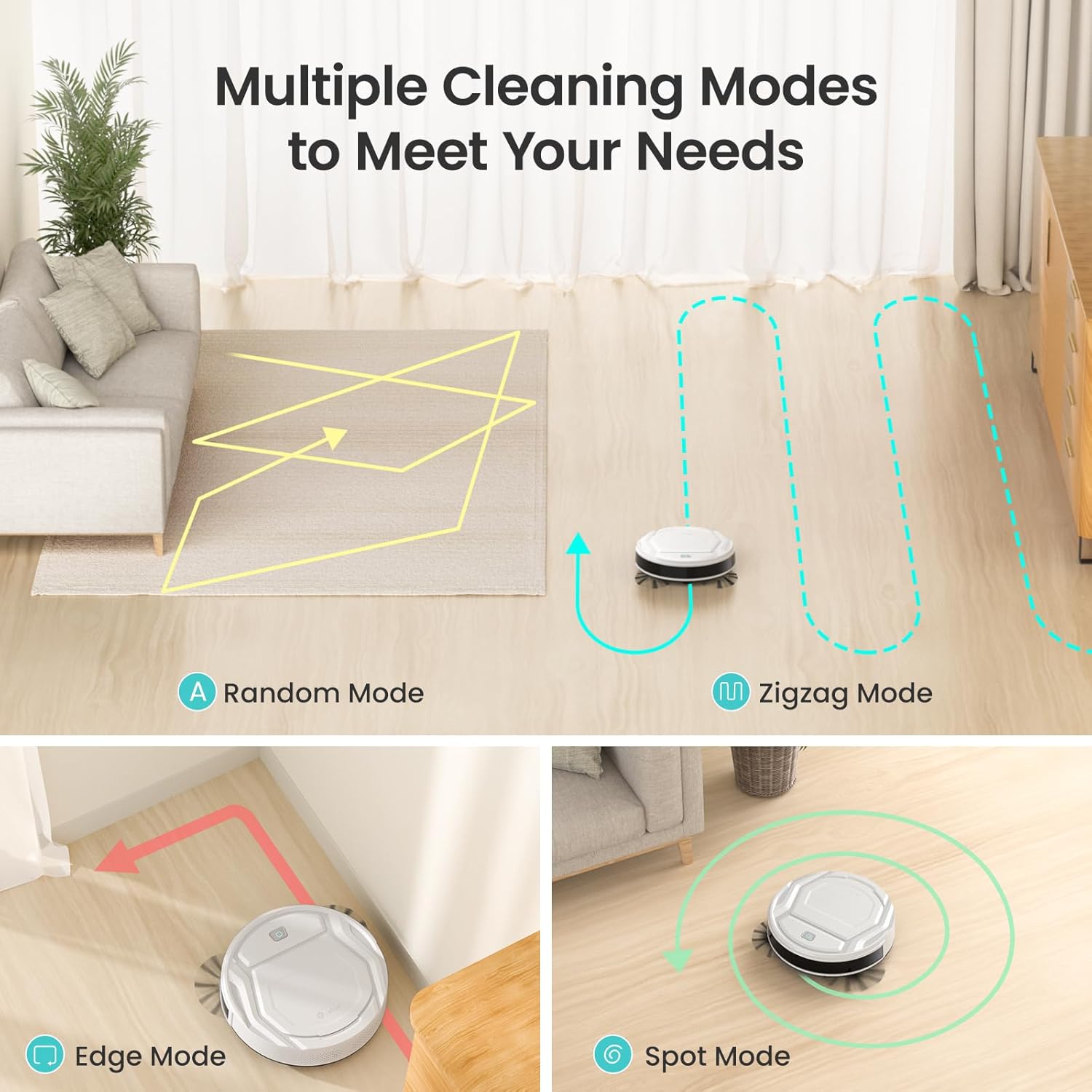 Robot Vacuum 2200Pa Slim Smart Pet Hair Cleaner WiFi