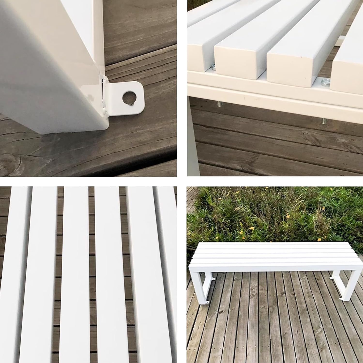 Outdoor Metal Garden Bench Backless Patio Porch Seat 100cm Red