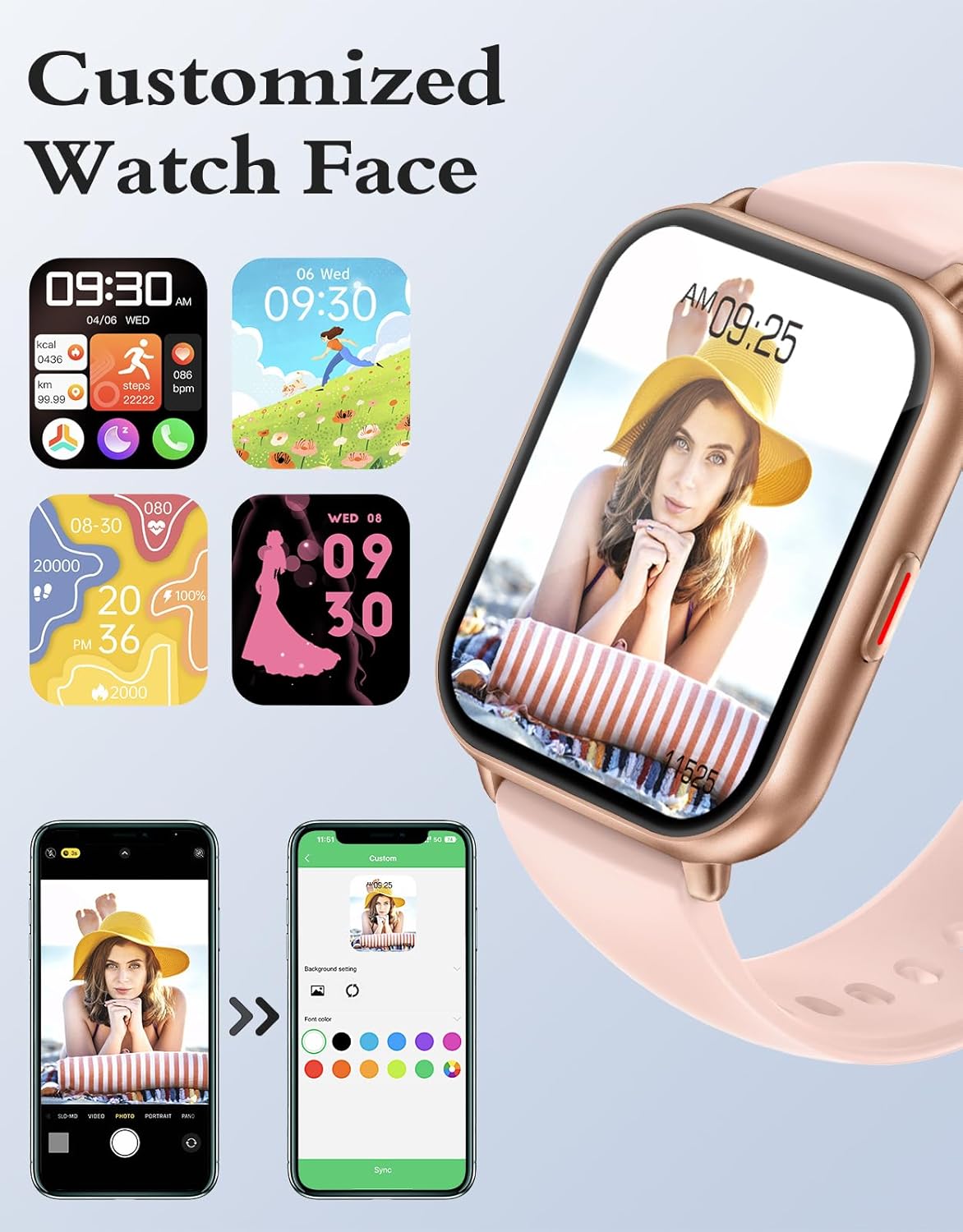 Smart Watch Bluetooth Call Fitness Tracker 1.85 Inch HD